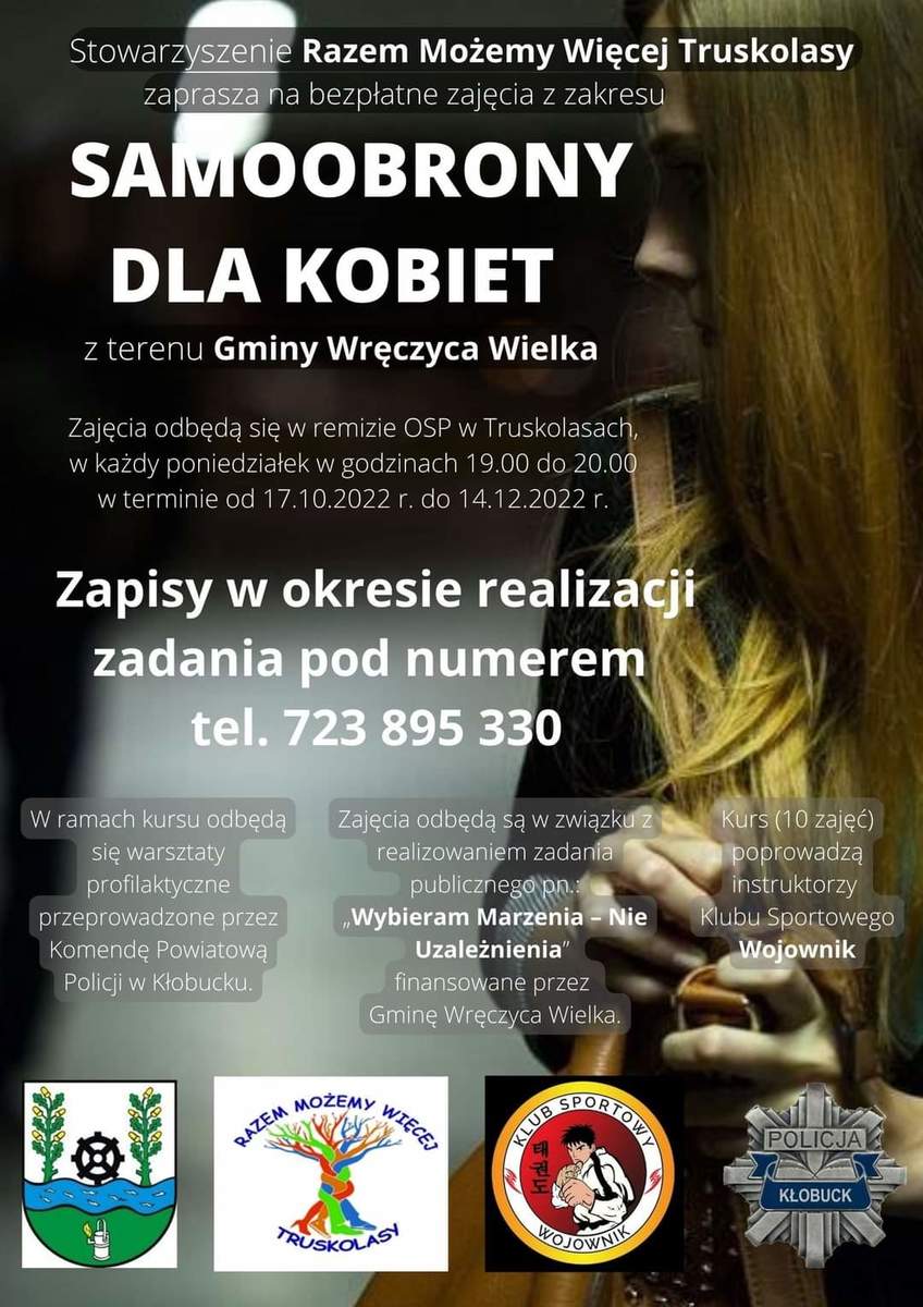 plakat promująy kurs samoobrony.