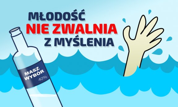 napis Młodość nie zwalnia myślenia na tle wody