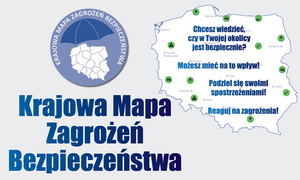 kontur mapy Polski oraz napis krajowa mapa zagrożeń