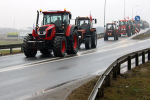 Zdjęcie przedstawia ciągniki rolnicze.