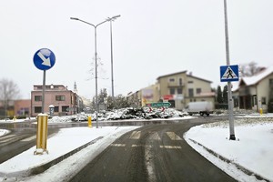 zaśnieżone rondo w Kłobucku